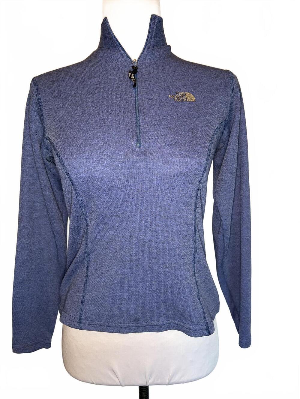 North Face Women S Blue 1/4 Zip Pullover Fleece Outdoor Hiking Layer Gorpcore